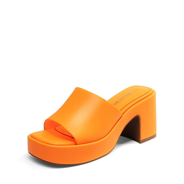 Slip On Chunky Platform Slide Sandals - ORANGE-PU -  0